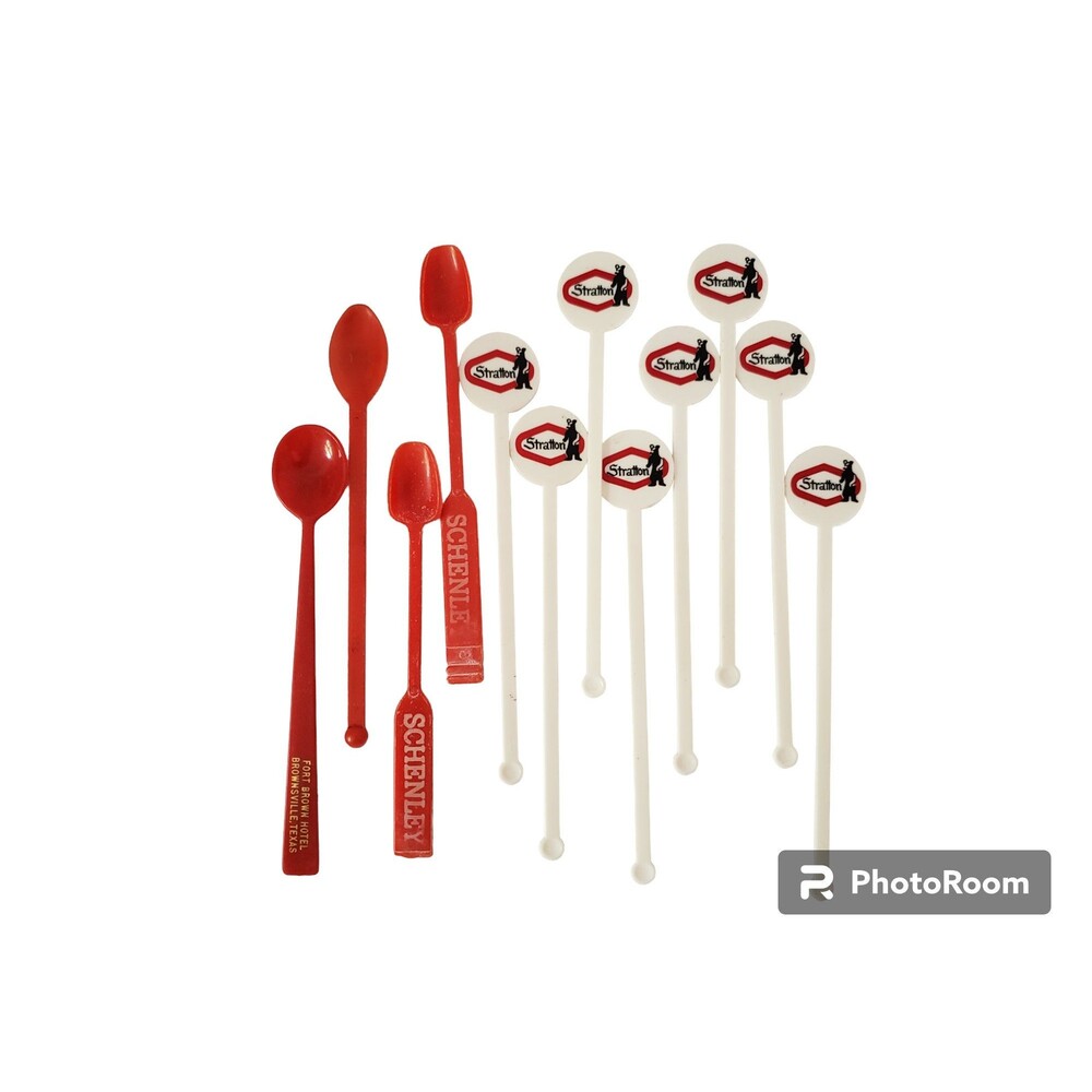 VTG Lot 12 Asst Swizzle Sticks Hotels Restaurants Stratton Schenley MCM Barware